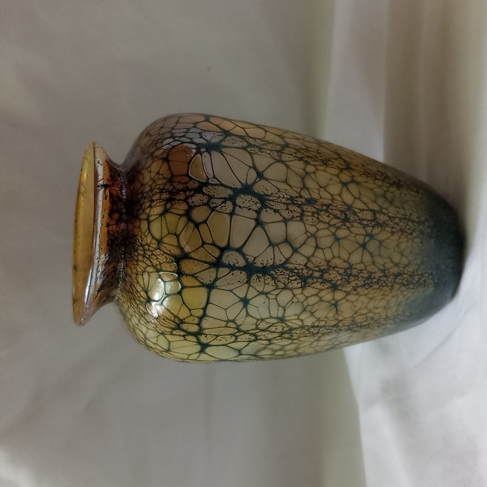 Hand blown Crackle Glass Vase